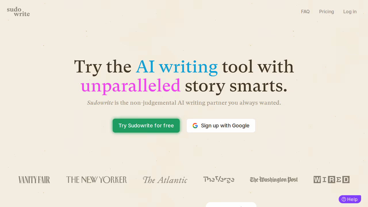 Sudowrite 网站截图
