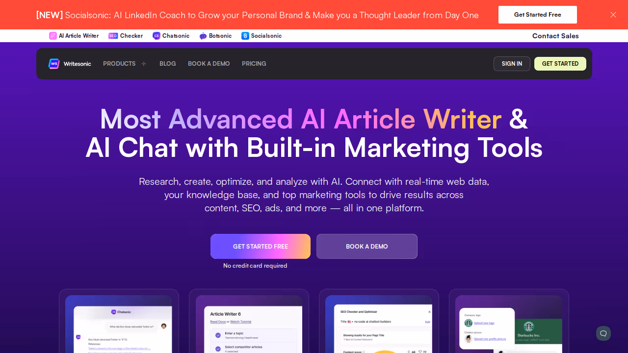 Writesonic 网站截图